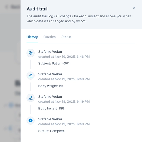 The clear audit trail of OpenEDC according to GCP and FDA 21 CFR Part 11.